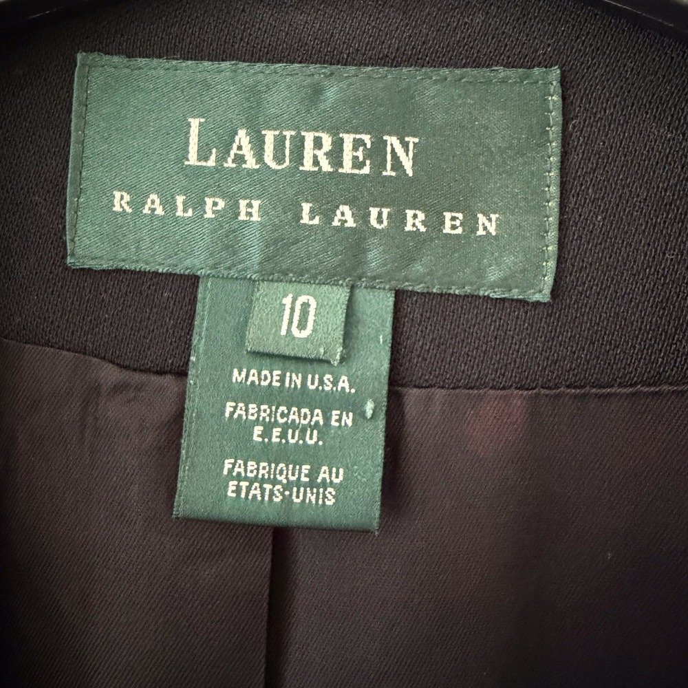 Lauren Ralph Lauren Navy Blue Tailored Blazer Crest Wool Size 10 Double Breasted - Picture 6 of 16